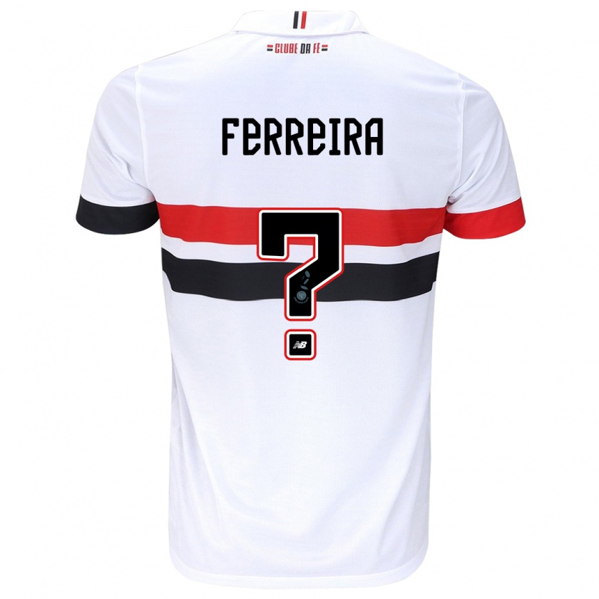 Kandiny Niño Camiseta Lucas Ferreira #0 Blanco Rojo Negro 1ª Equipación 2024/25 La Camisa México