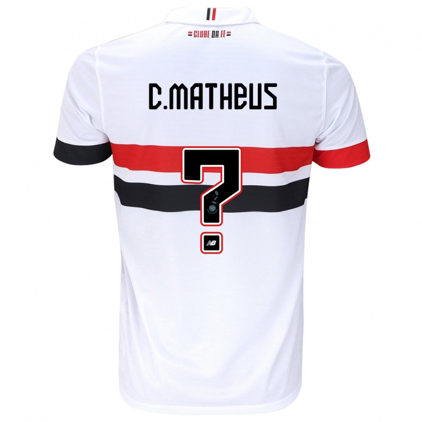 Kandiny Niño Camiseta Caio Matheus #0 Blanco Rojo Negro 1ª Equipación 2024/25 La Camisa México