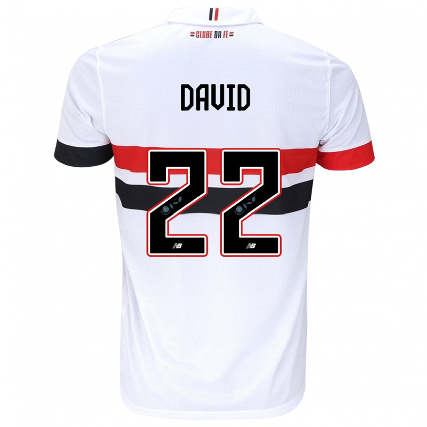 Kandiny Kinderen David #22 Wit Rood Zwart Thuisshirt Thuistenue 2024/25 T-Shirt