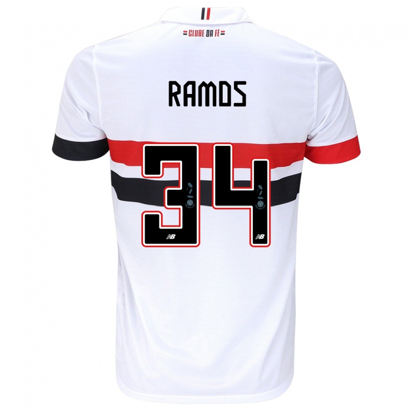 Kandiny Niño Camiseta Raí Ramos #34 Blanco Rojo Negro 1ª Equipación 2024/25 La Camisa México