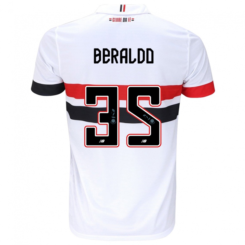 Kandiny Bambino Maglia Lucas Beraldo #35 Bianco Rosso Nero Kit Gara Home 2024/25 Maglietta