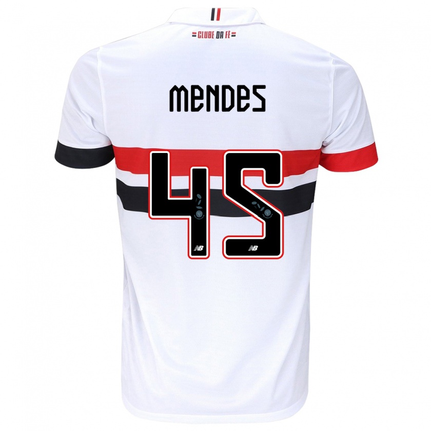 Kandiny Kinderen Nathan Mendes #45 Wit Rood Zwart Thuisshirt Thuistenue 2024/25 T-Shirt België