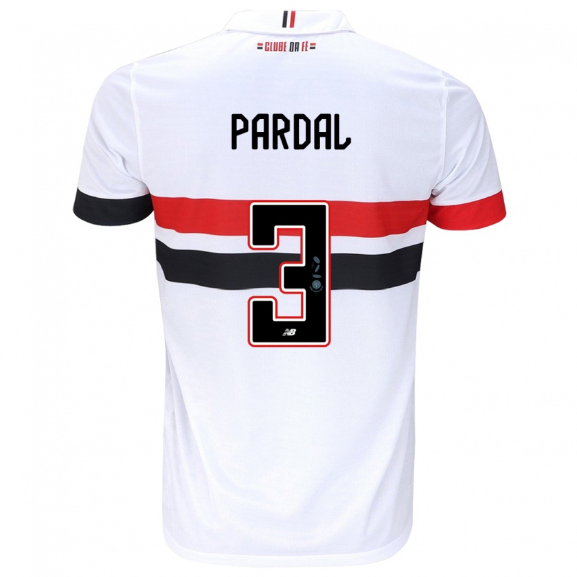 Kandiny Bambino Maglia Pardal #3 Bianco Rosso Nero Kit Gara Home 2024/25 Maglietta