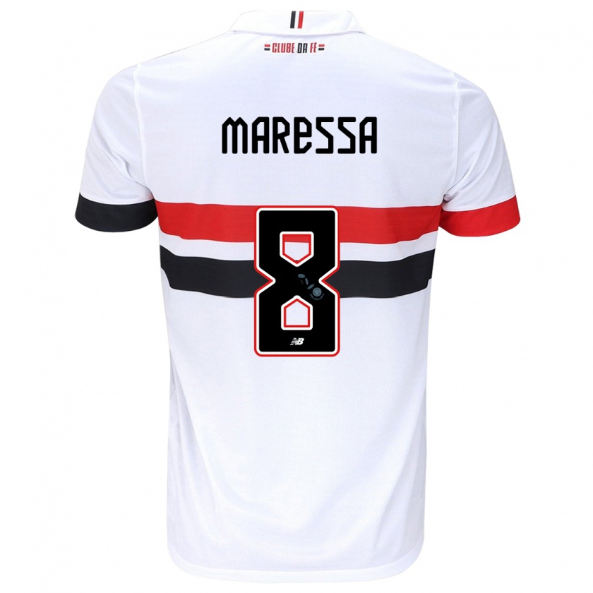 Kandiny Niño Camiseta Maressa #8 Blanco Rojo Negro 1ª Equipación 2024/25 La Camisa México