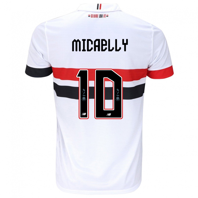 Kandiny Niño Camiseta Micaelly #10 Blanco Rojo Negro 1ª Equipación 2024/25 La Camisa México