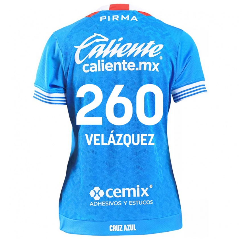 Kandiny Kinderen Víctor Velázquez #260 Hemelsblauw Thuisshirt Thuistenue 2024/25 T-Shirt