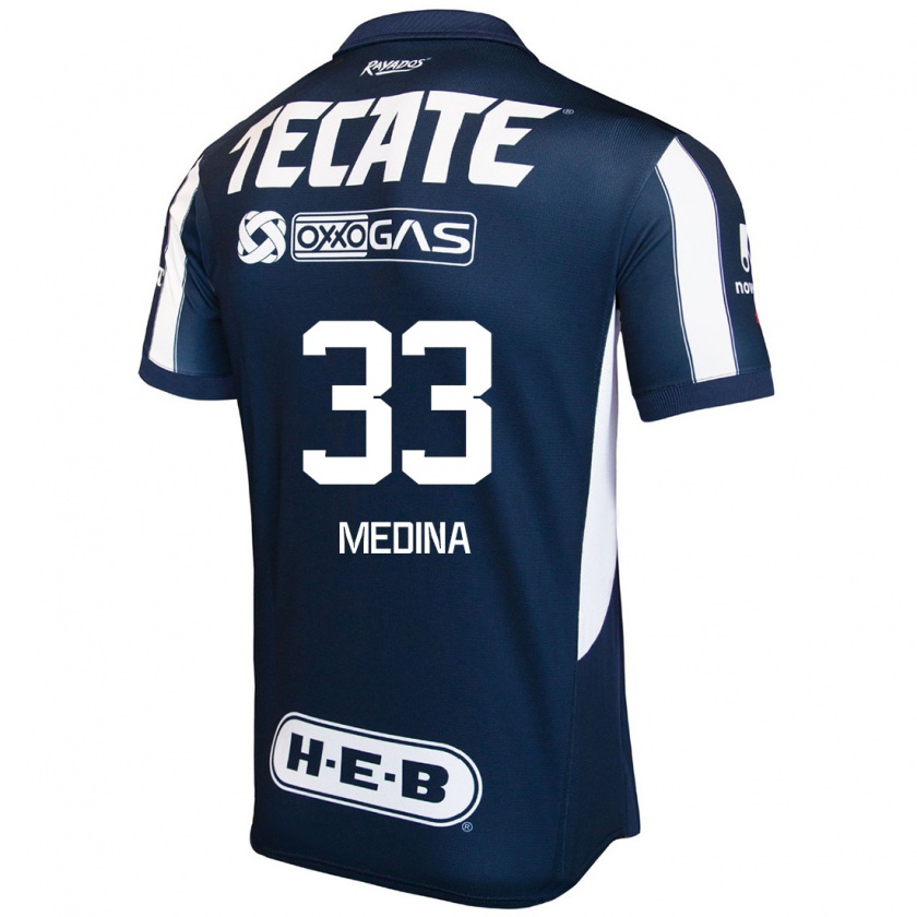 Kandiny Niño Camiseta Stefan Medina #33 Azul Rojo Blanco 1ª Equipación 2024/25 La Camisa