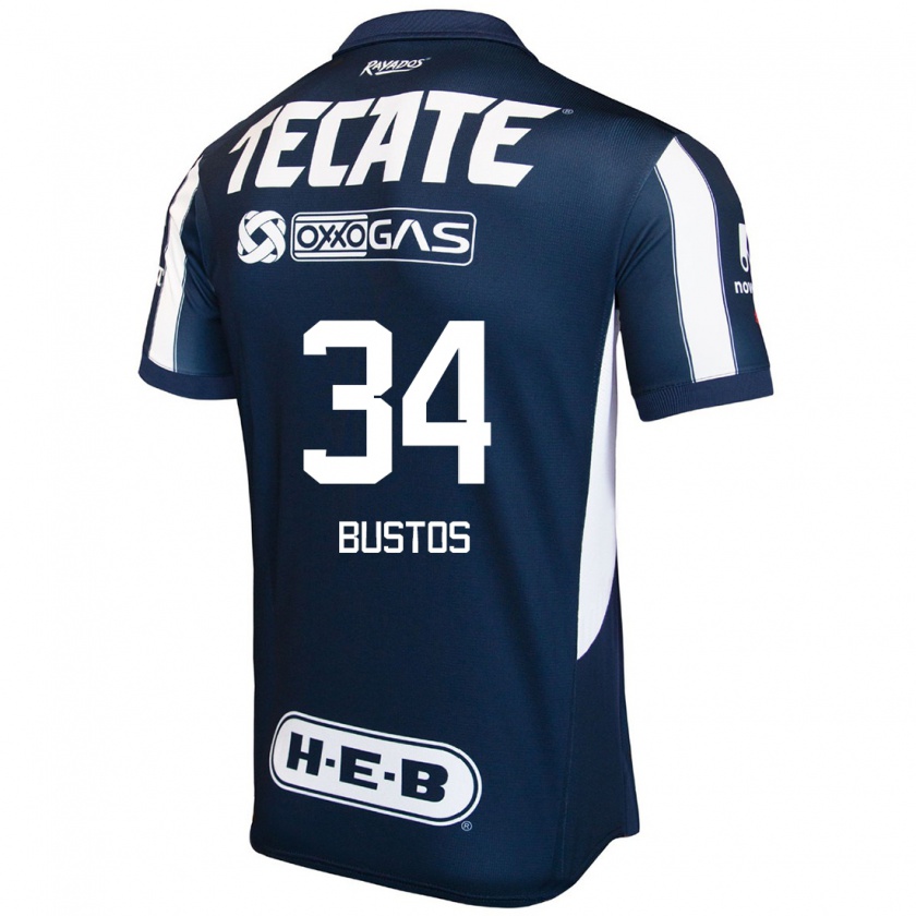 Kandiny Niño Camiseta César Bustos #34 Azul Rojo Blanco 1ª Equipación 2024/25 La Camisa