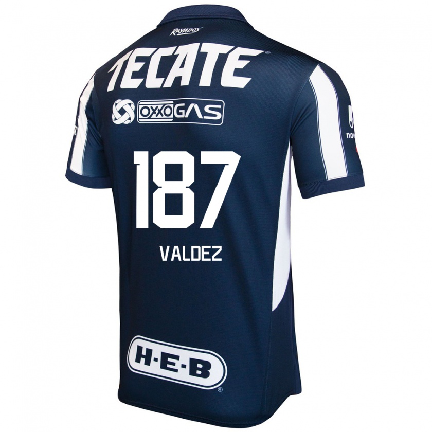 Kandiny Niño Camiseta Érick Valdez #187 Azul Rojo Blanco 1ª Equipación 2024/25 La Camisa México