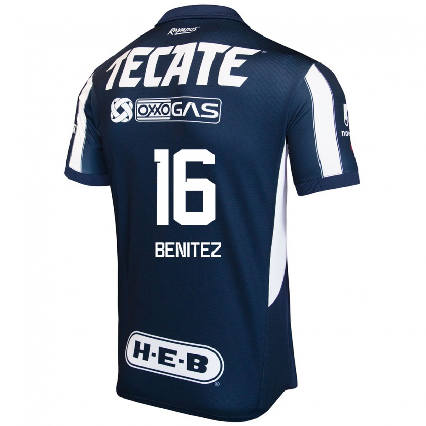 Kandiny Niño Camiseta Xanic Benitez #16 Azul Rojo Blanco 1ª Equipación 2024/25 La Camisa México