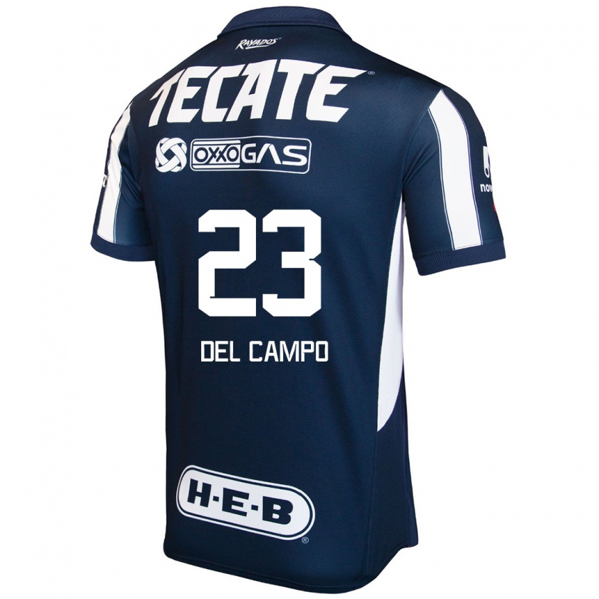 Kandiny Niño Camiseta Valeria Del Campo #23 Azul Rojo Blanco 1ª Equipación 2024/25 La Camisa México