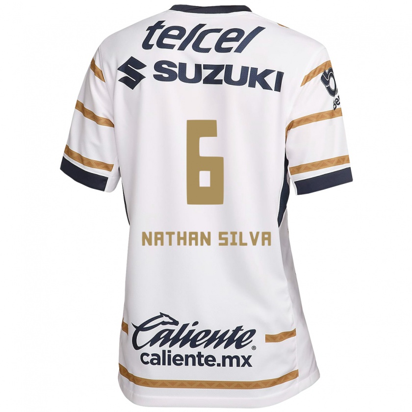 Kandiny Niño Camiseta Nathan Silva #6 Obsidiana Blanca 1ª Equipación 2024/25 La Camisa