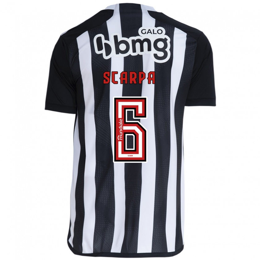 Kandiny Niño Camiseta Gustavo Scarpa #6 Blanco Negro 1ª Equipación 2024/25 La Camisa