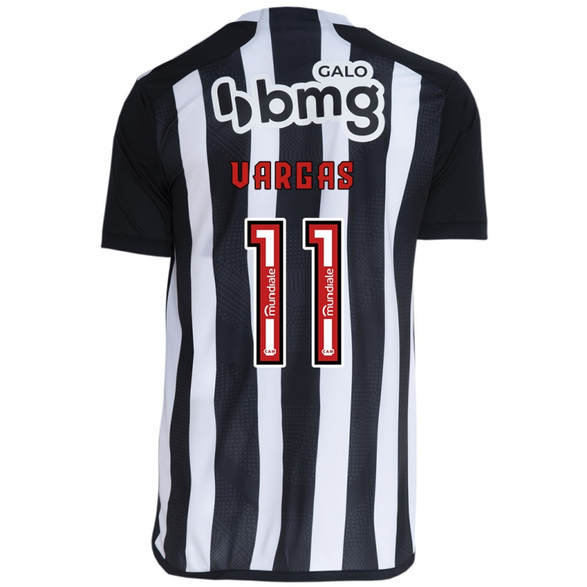 Kandiny Niño Camiseta Eduardo Vargas #11 Blanco Negro 1ª Equipación 2024/25 La Camisa