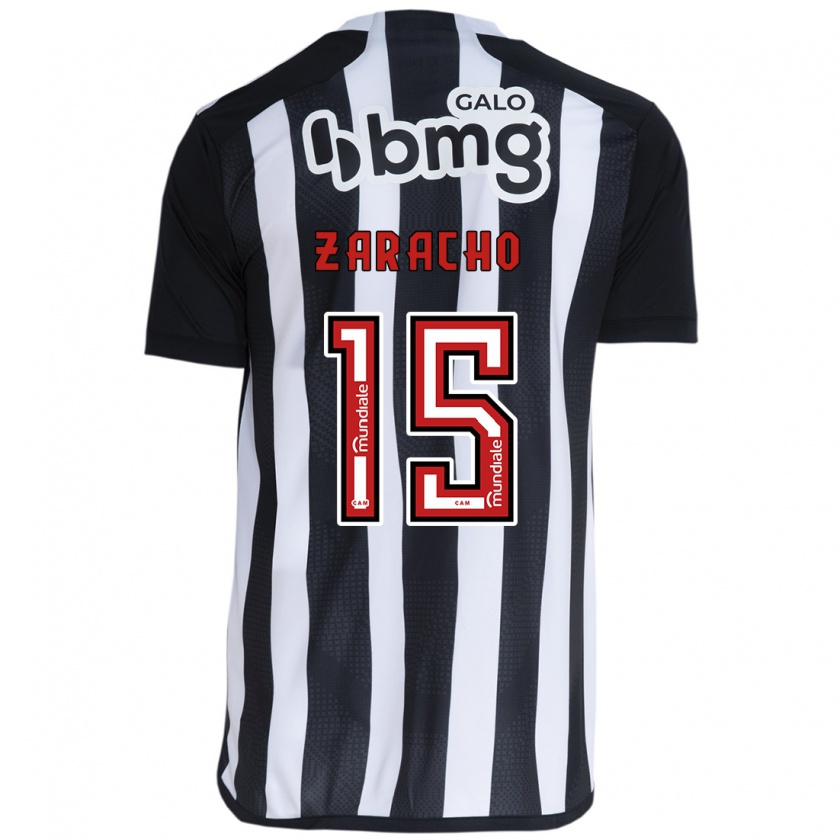 Kandiny Niño Camiseta Matías Zaracho #15 Blanco Negro 1ª Equipación 2024/25 La Camisa