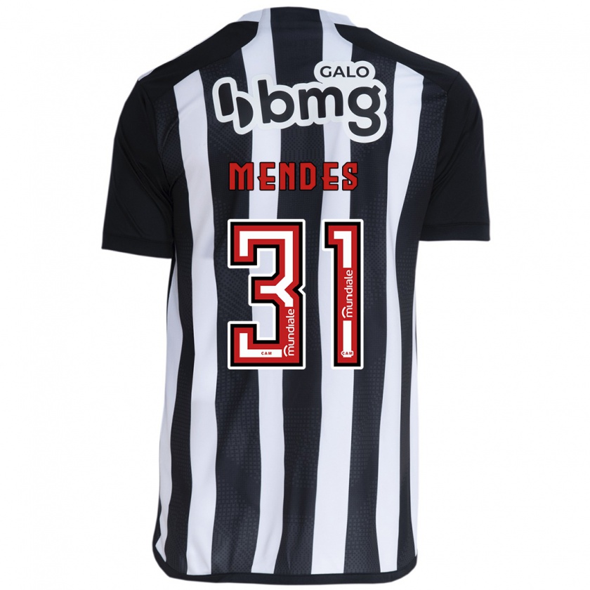 Kandiny Kinderen Matheus Mendes #31 Wit Zwart Thuisshirt Thuistenue 2024/25 T-Shirt