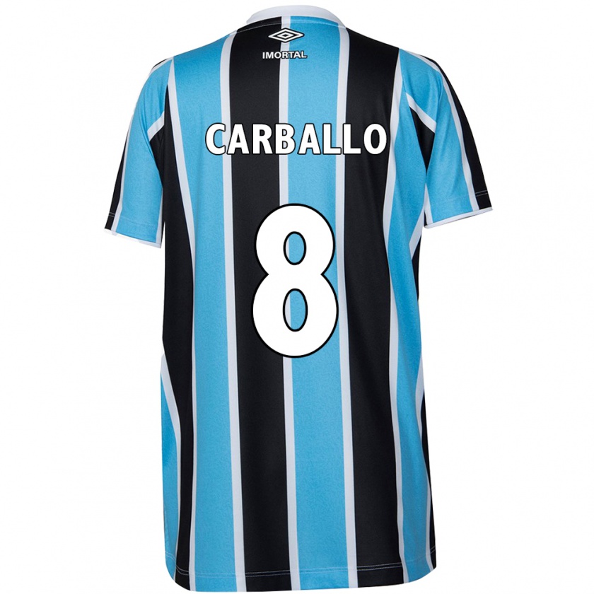 Kandiny Bambino Maglia Felipe Carballo #8 Blu Nero Bianco Kit Gara Home 2024/25 Maglietta