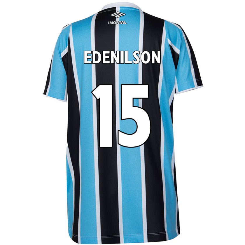 Kandiny Bambino Maglia Edenilson #15 Blu Nero Bianco Kit Gara Home 2024/25 Maglietta