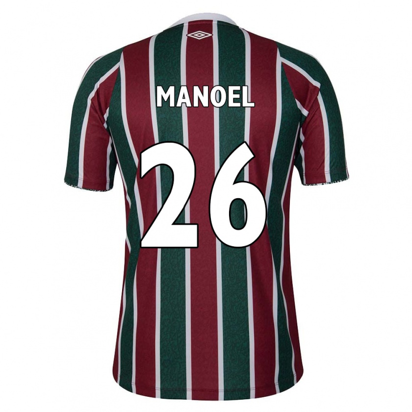 Kandiny Niño Camiseta Manoel #26 Verde Granate Blanco 1ª Equipación 2024/25 La Camisa