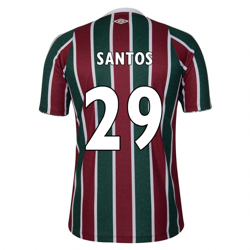 KandinyキッズThiago Santos#29グリーン マルーン ホワイトホームシャツ2024/25ジャージーユニフォーム