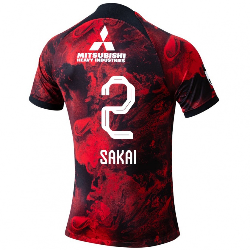 Kandiny Niño Camiseta Hiroki Sakai #2 Negro Rojo 1ª Equipación 2024/25 La Camisa