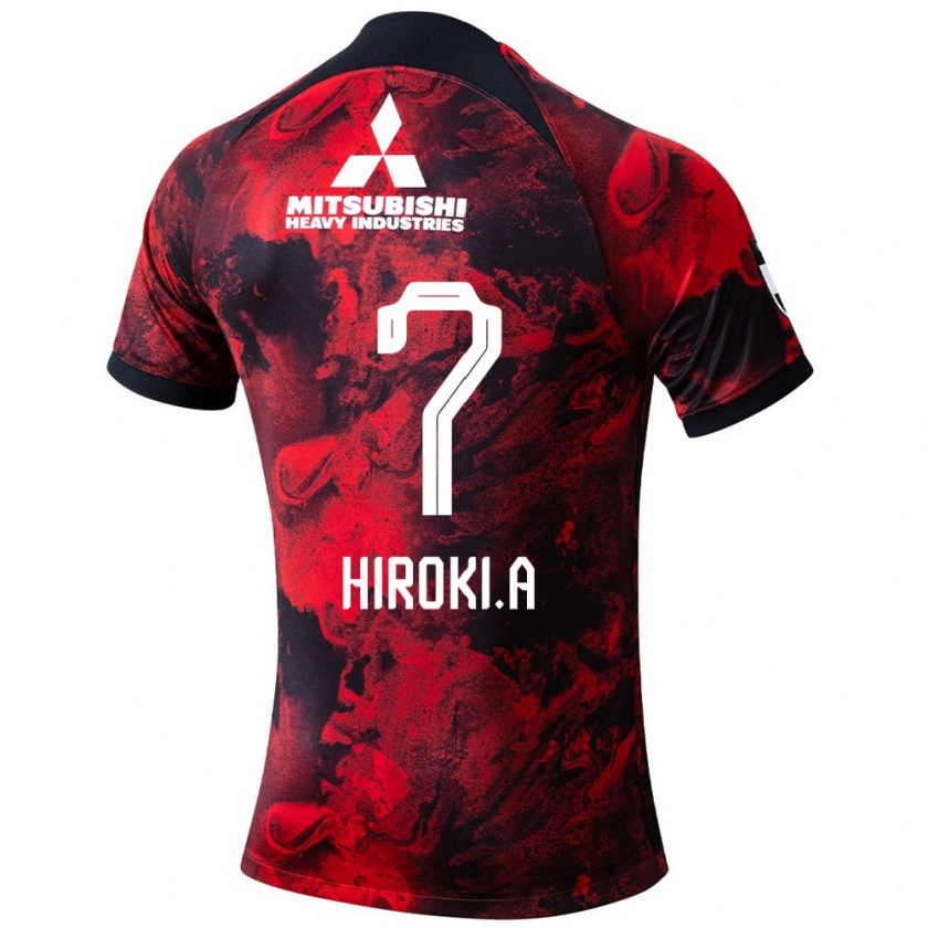 Kandiny Niño Camiseta Hiroki Abe #7 Negro Rojo 1ª Equipación 2024/25 La Camisa