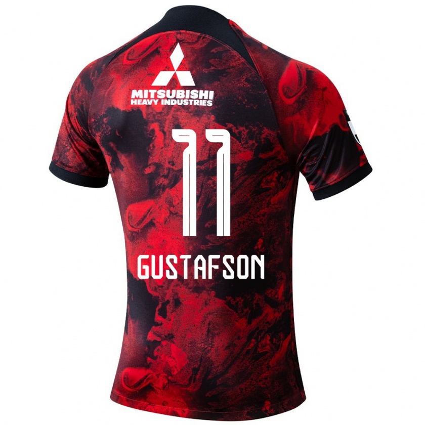 Kandiny Niño Camiseta Samuel Gustafson #11 Negro Rojo 1ª Equipación 2024/25 La Camisa