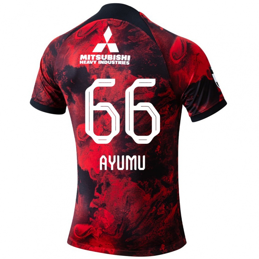 Kandiny Niño Camiseta Ayumu Ohata #66 Negro Rojo 1ª Equipación 2024/25 La Camisa