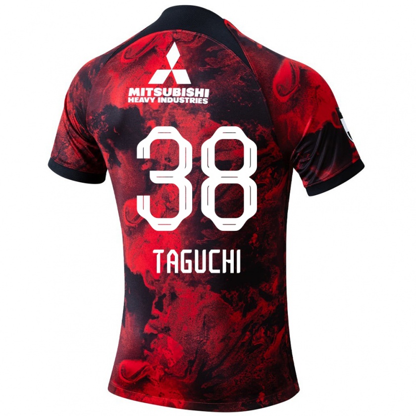 Kandiny Kinderen Keita Taguchi #38 Rood Zwart Thuisshirt Thuistenue 2024/25 T-Shirt België