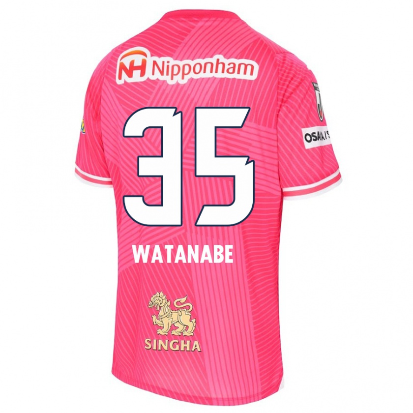 Kandiny Kinder Ryo Watanabe #35 Rosa Weiß Heimtrikot Trikot 2024/25 T-Shirt Österreich