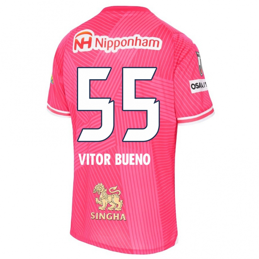 Kandiny Kinderen Vitor Bueno #55 Roze Wit Thuisshirt Thuistenue 2024/25 T-Shirt België