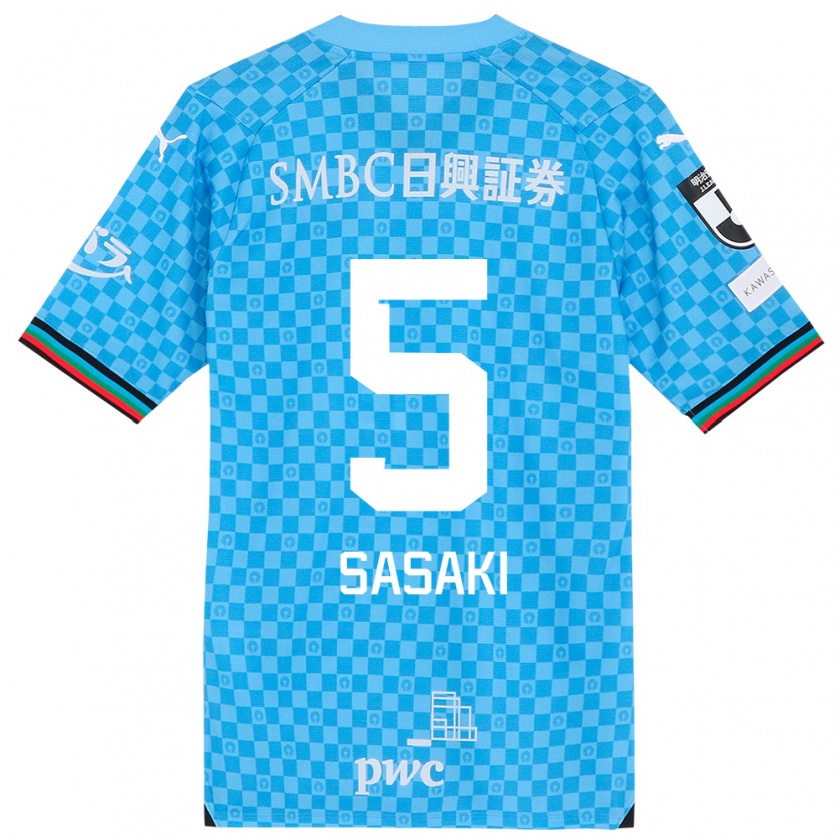 Kandiny Bambino Maglia Asahi Sasaki #5 Azzurro Blu Kit Gara Home 2024/25 Maglietta