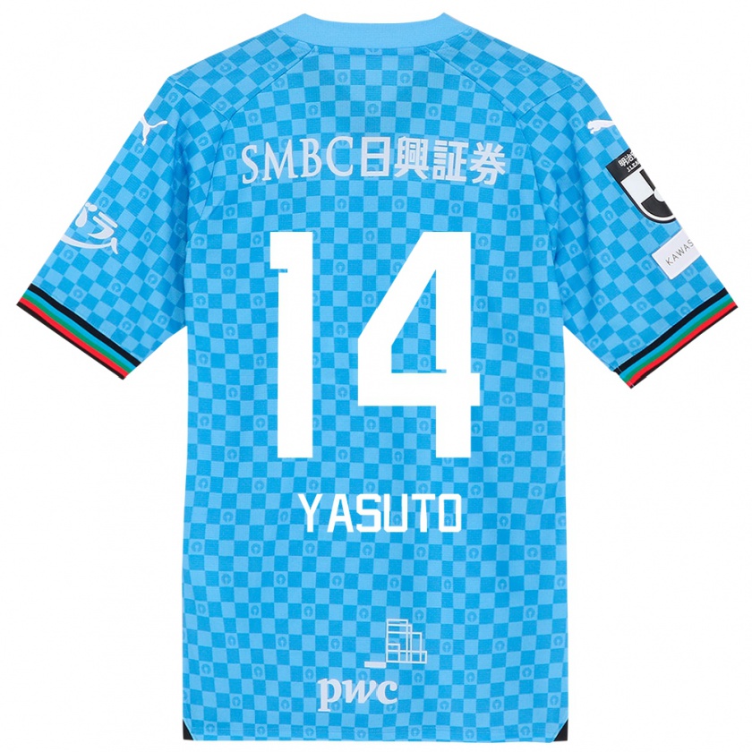 Kandiny Kinderen Yasuto Wakizaka #14 Azuur Blauw Thuisshirt Thuistenue 2024/25 T-Shirt België