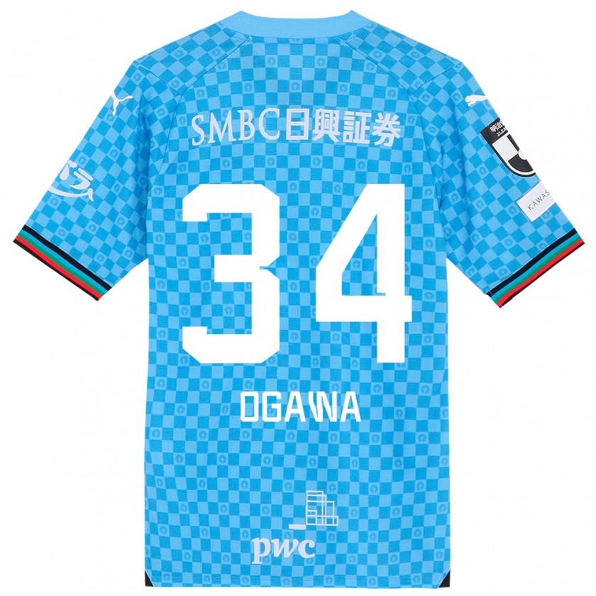 Kandiny Kinderen Hiroto Ogawa #34 Azuur Blauw Thuisshirt Thuistenue 2024/25 T-Shirt België