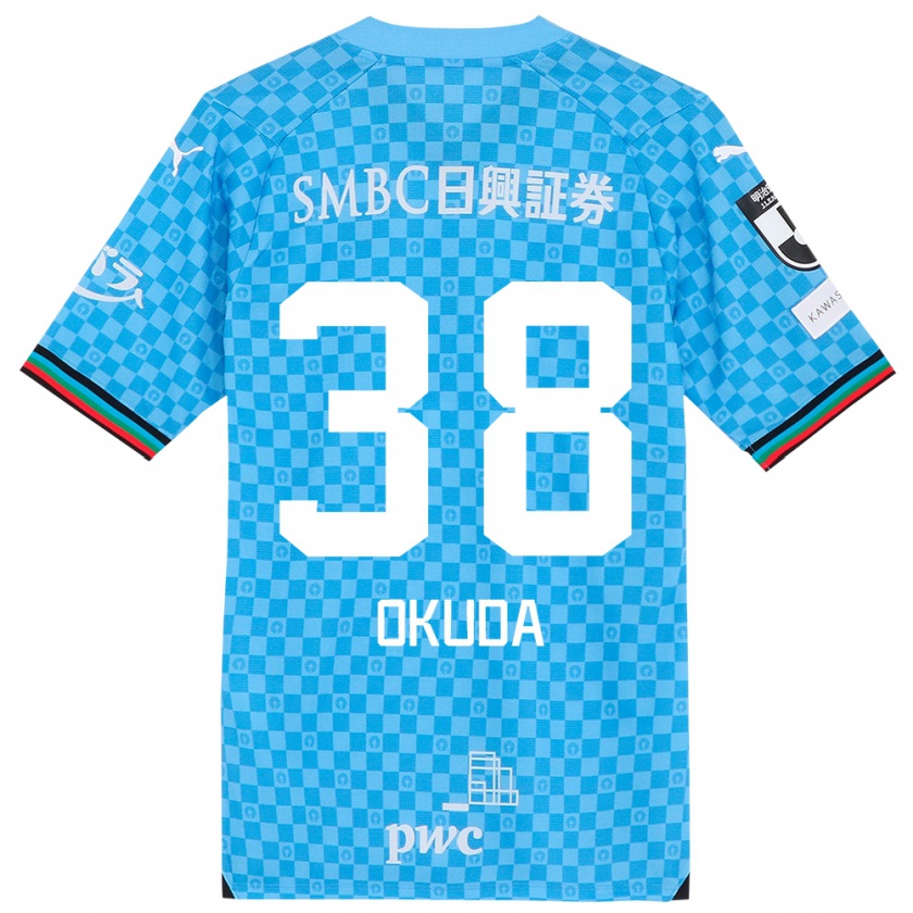 Kandiny Bambino Maglia Yuma Okuda #38 Azzurro Blu Kit Gara Home 2024/25 Maglietta