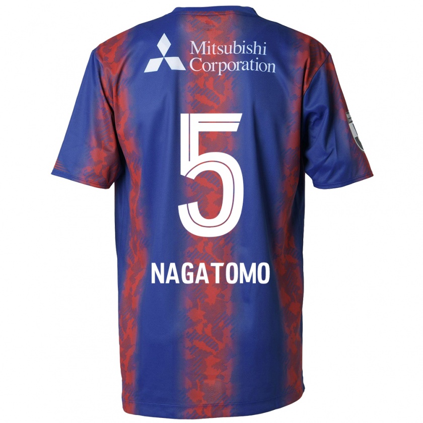 Kandiny Niño Camiseta Yuto Nagatomo #5 Azul Rojo 1ª Equipación 2024/25 La Camisa