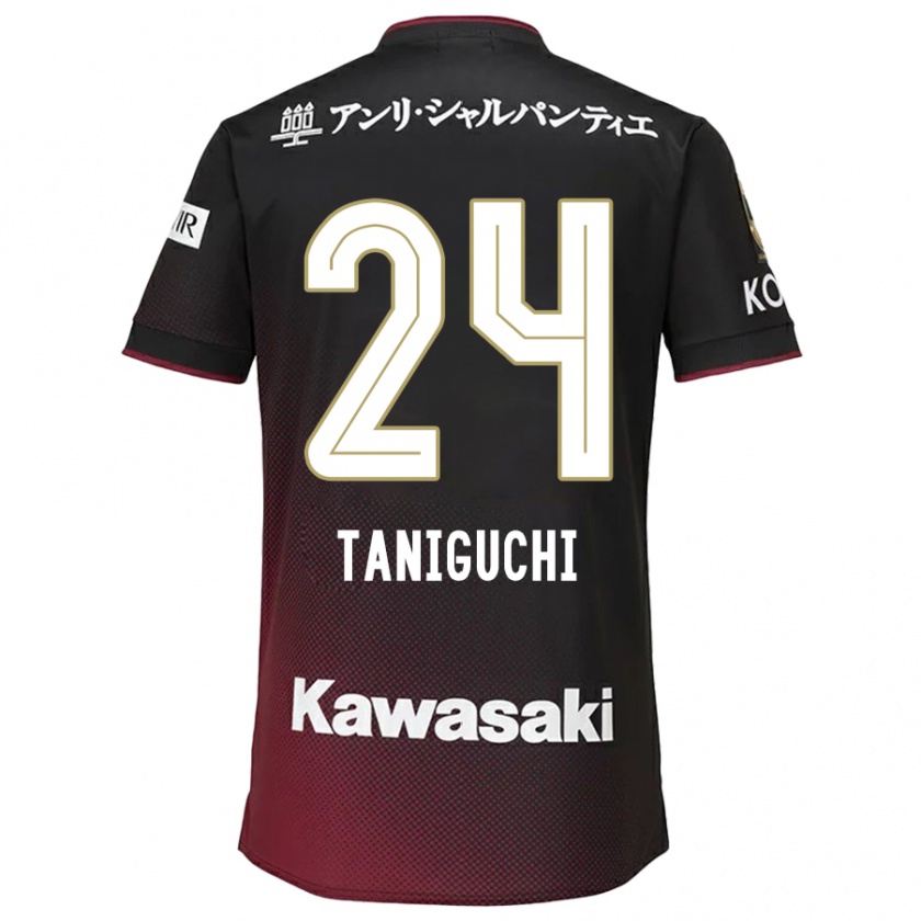 Kandiny Kinder Hiroto Taniguchi #24 Schwarz Rot Heimtrikot Trikot 2024/25 T-Shirt Österreich