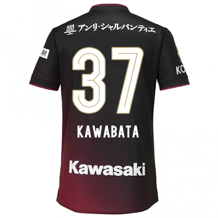 Kandiny Kinderen Hyoei Kawabata #37 Zwart Rood Thuisshirt Thuistenue 2024/25 T-Shirt België