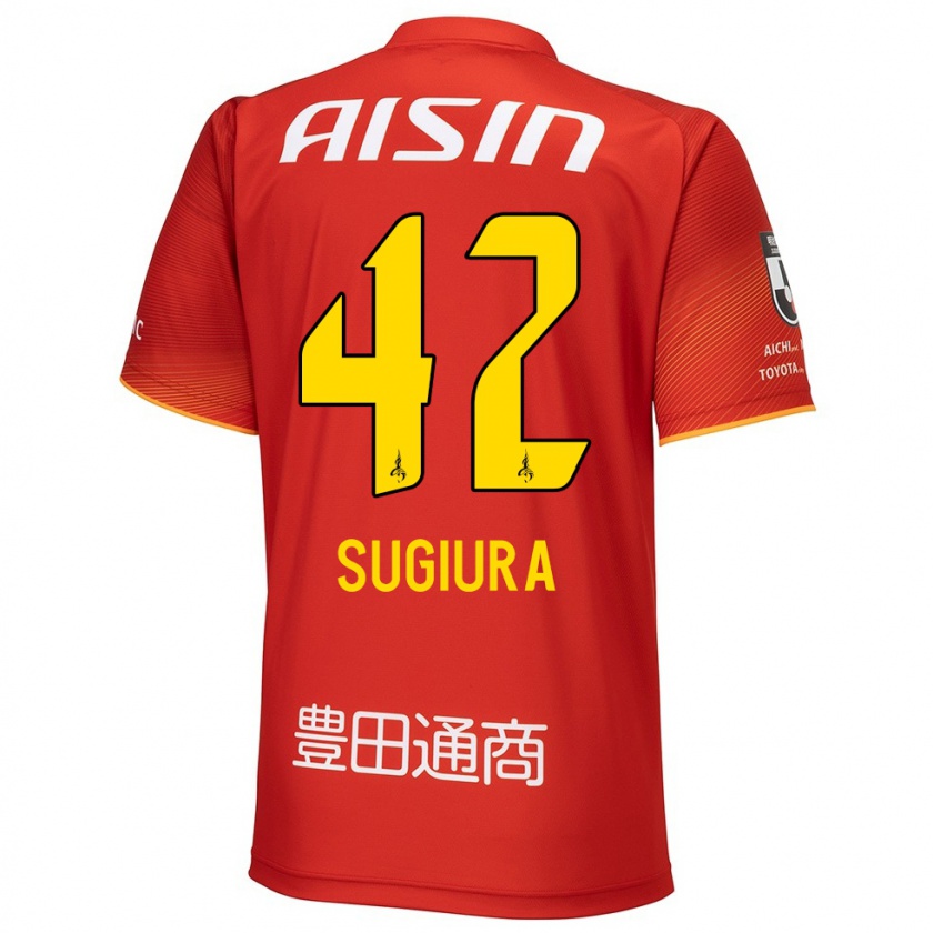 Kandiny Bambino Maglia Shungo Sugiura #42 Rosso Bianco Giallo Kit Gara Home 2024/25 Maglietta