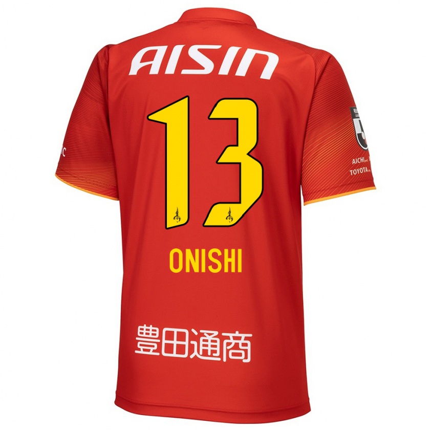 Kandiny Niño Camiseta Ritsu Onishi #13 Rojo Blanco Amarillo 1ª Equipación 2024/25 La Camisa