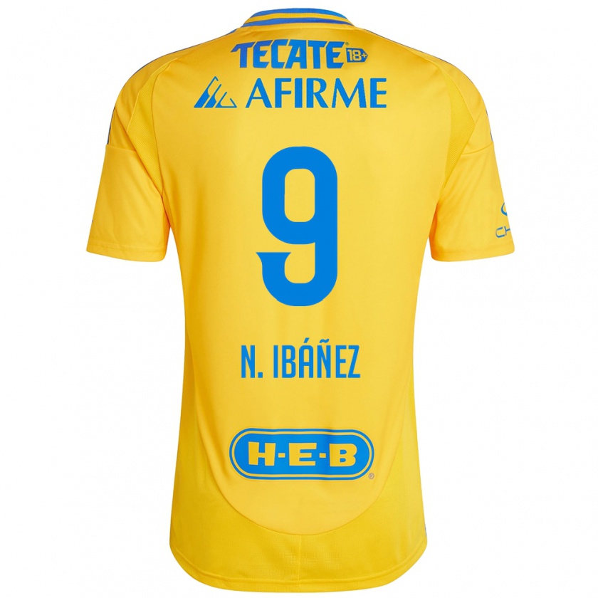 Kandiny Bambino Maglia Nicolás Ibáñez #9 Oro Giallo Kit Gara Home 2024/25 Maglietta