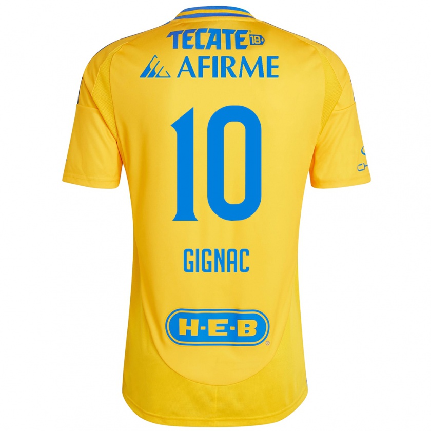 Kandiny Niño Camiseta André-Pierre Gignac #10 Oro Amarillo 1ª Equipación 2024/25 La Camisa