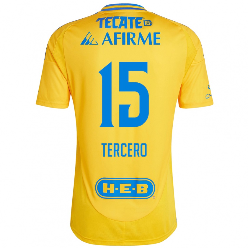 Kandiny Bambino Maglia Eduardo Tercero #15 Oro Giallo Kit Gara Home 2024/25 Maglietta