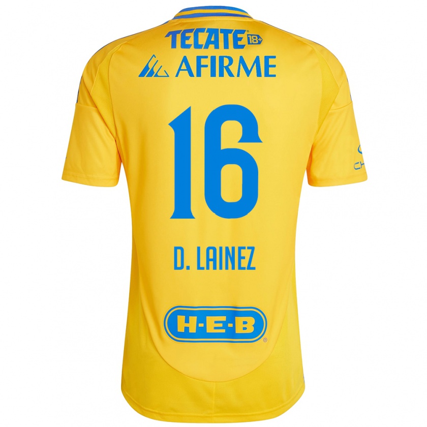 Kandiny Niño Camiseta Diego Lainez #16 Oro Amarillo 1ª Equipación 2024/25 La Camisa