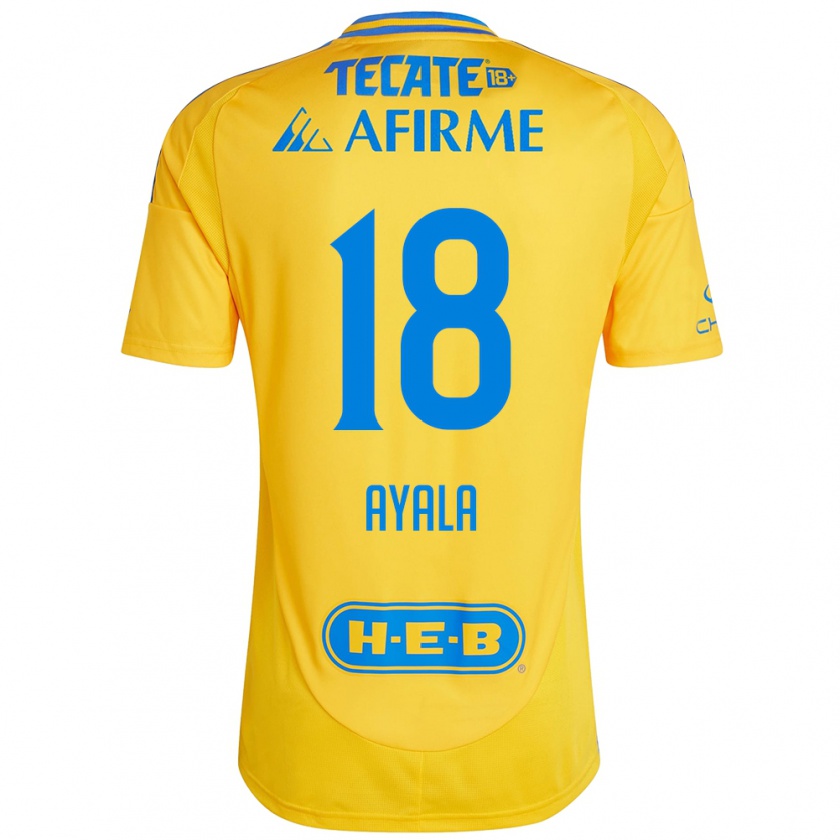 Kandiny Kinderen David Ayala #18 Goud Geel Thuisshirt Thuistenue 2024/25 T-Shirt België