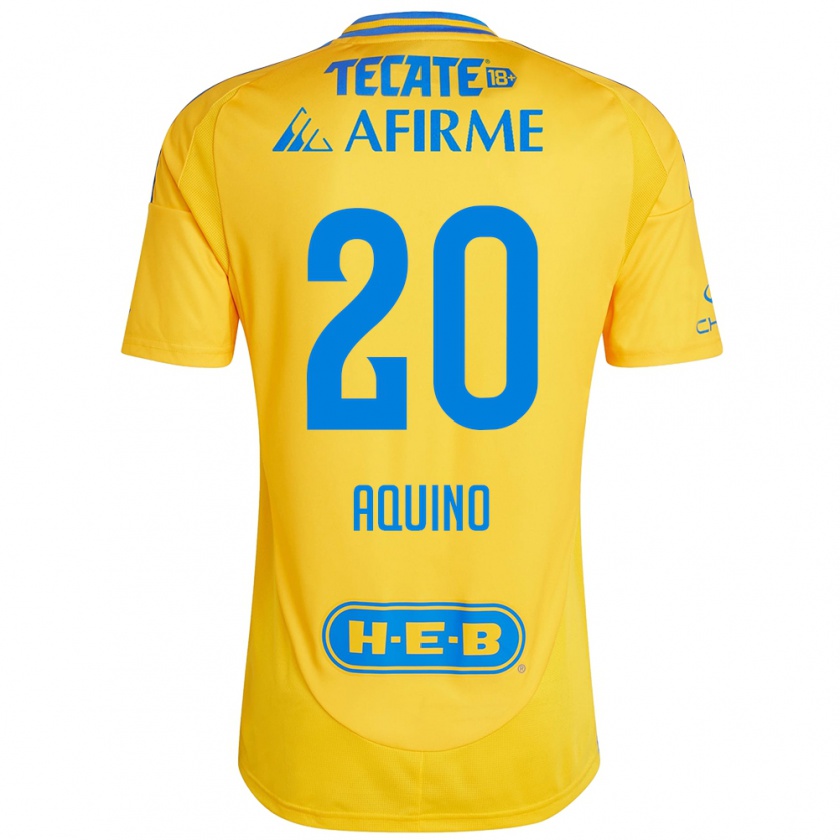 Kandiny Niño Camiseta Javier Aquino #20 Oro Amarillo 1ª Equipación 2024/25 La Camisa