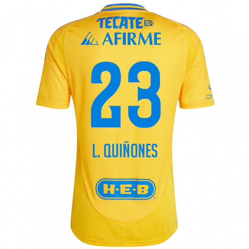 Kandiny Kinderen Luis Quiñones #23 Goud Geel Thuisshirt Thuistenue 2024/25 T-Shirt België