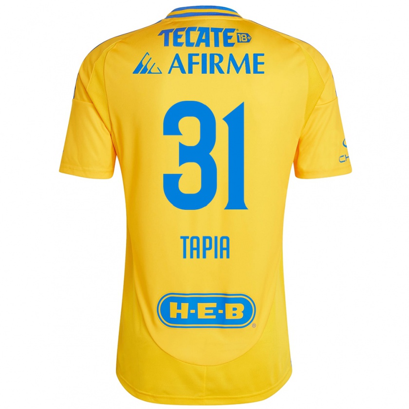 Kandiny Kinderen Fernando Tapia #31 Goud Geel Thuisshirt Thuistenue 2024/25 T-Shirt