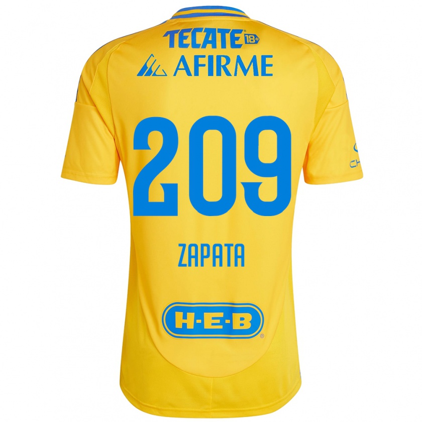 Kandiny Kinderen Jorge Zapata #209 Goud Geel Thuisshirt Thuistenue 2024/25 T-Shirt België