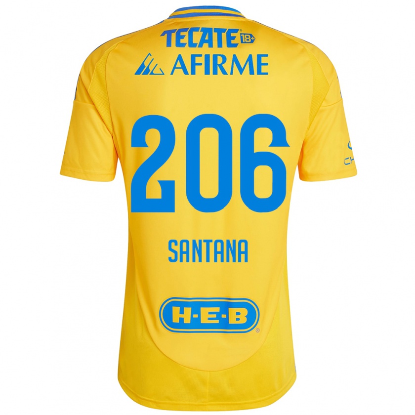 Kandiny Kinderen Joel Santana #206 Goud Geel Thuisshirt Thuistenue 2024/25 T-Shirt België